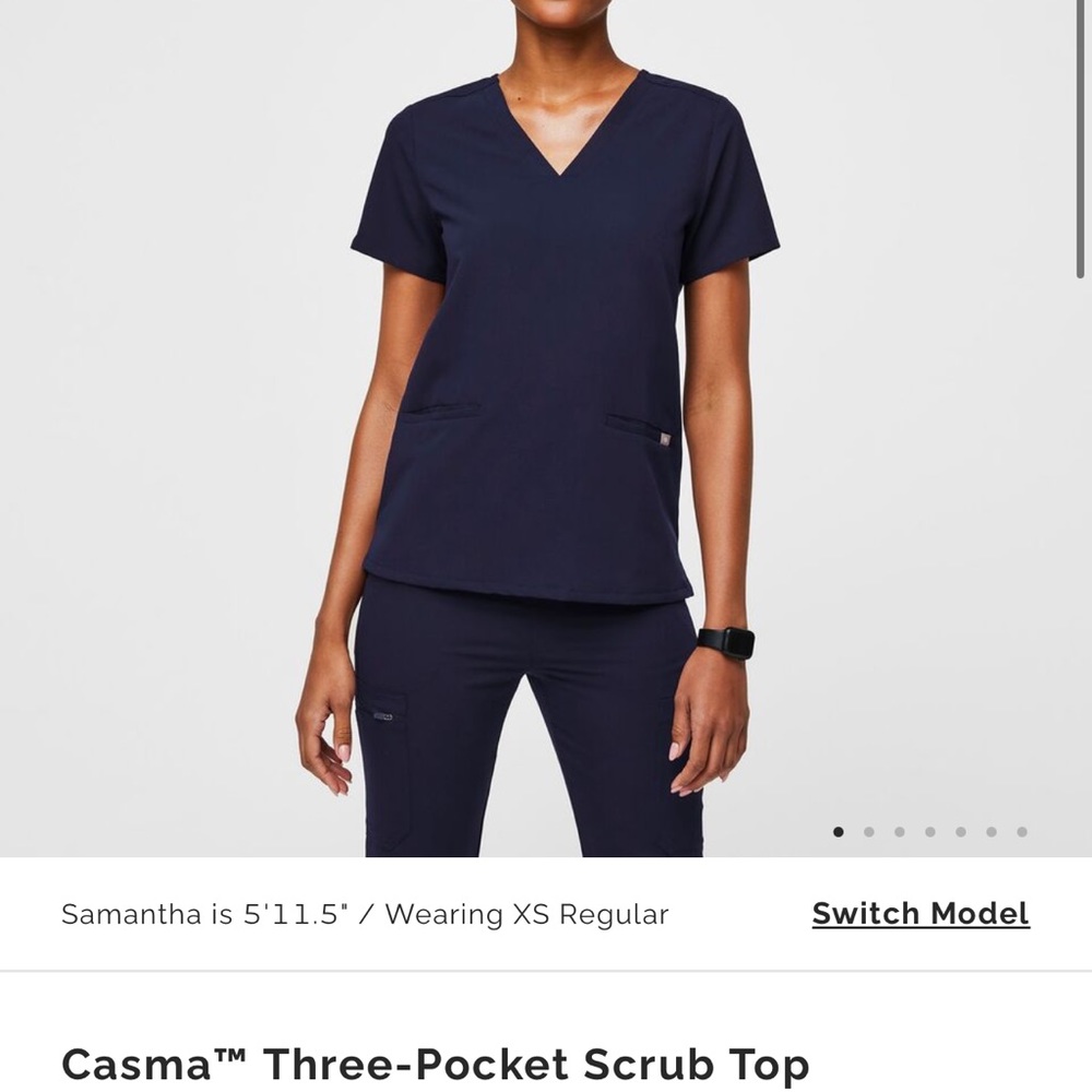 3 Pocket Navy Figs Scrub Top